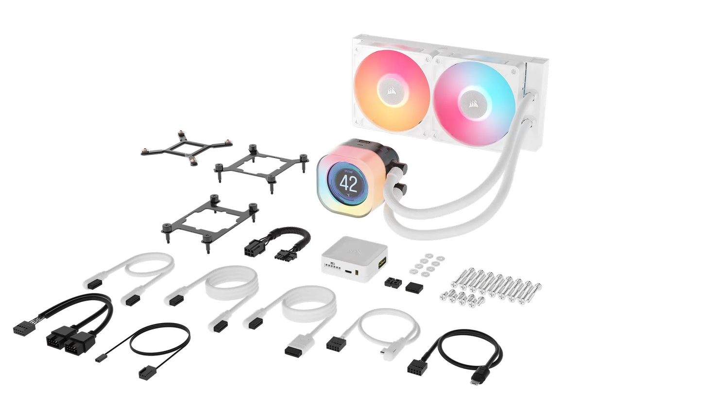 Corsair iCUE LINK TITAN 240 RX LCD Liquid CPU Cooler - White – RX120 RGB Fans – Fits Intel® LGA 1851/1700; AMD® AM5/AM4.