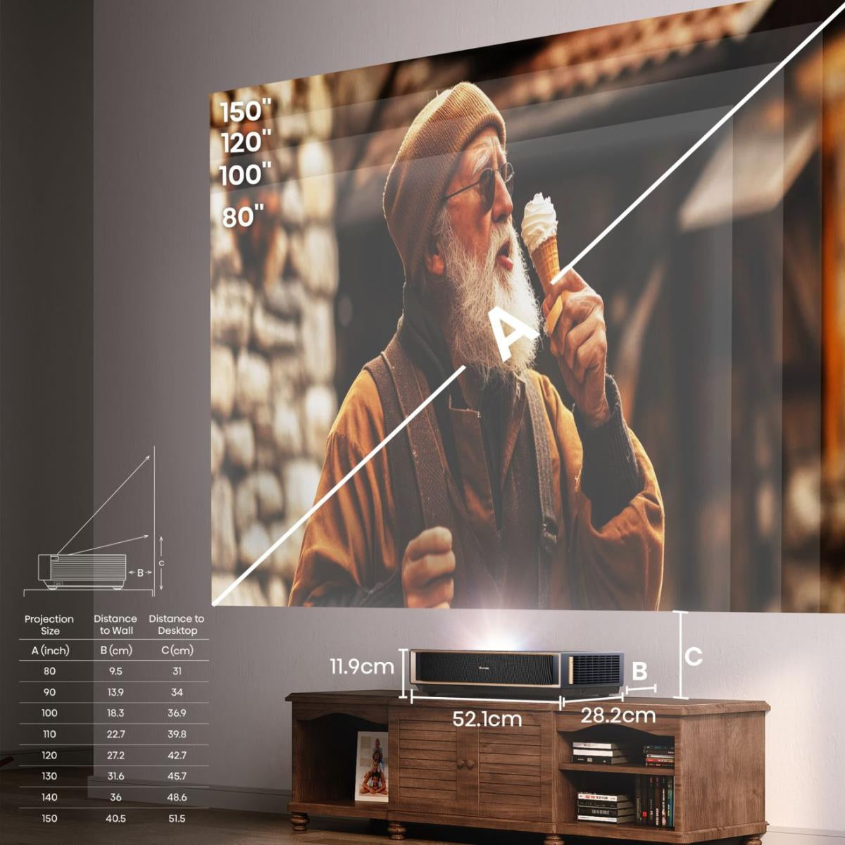 HISENSE PT1 Ultra Short Throw 4k 2500 Lumens Smart Triple Colour 80 to 150 inch