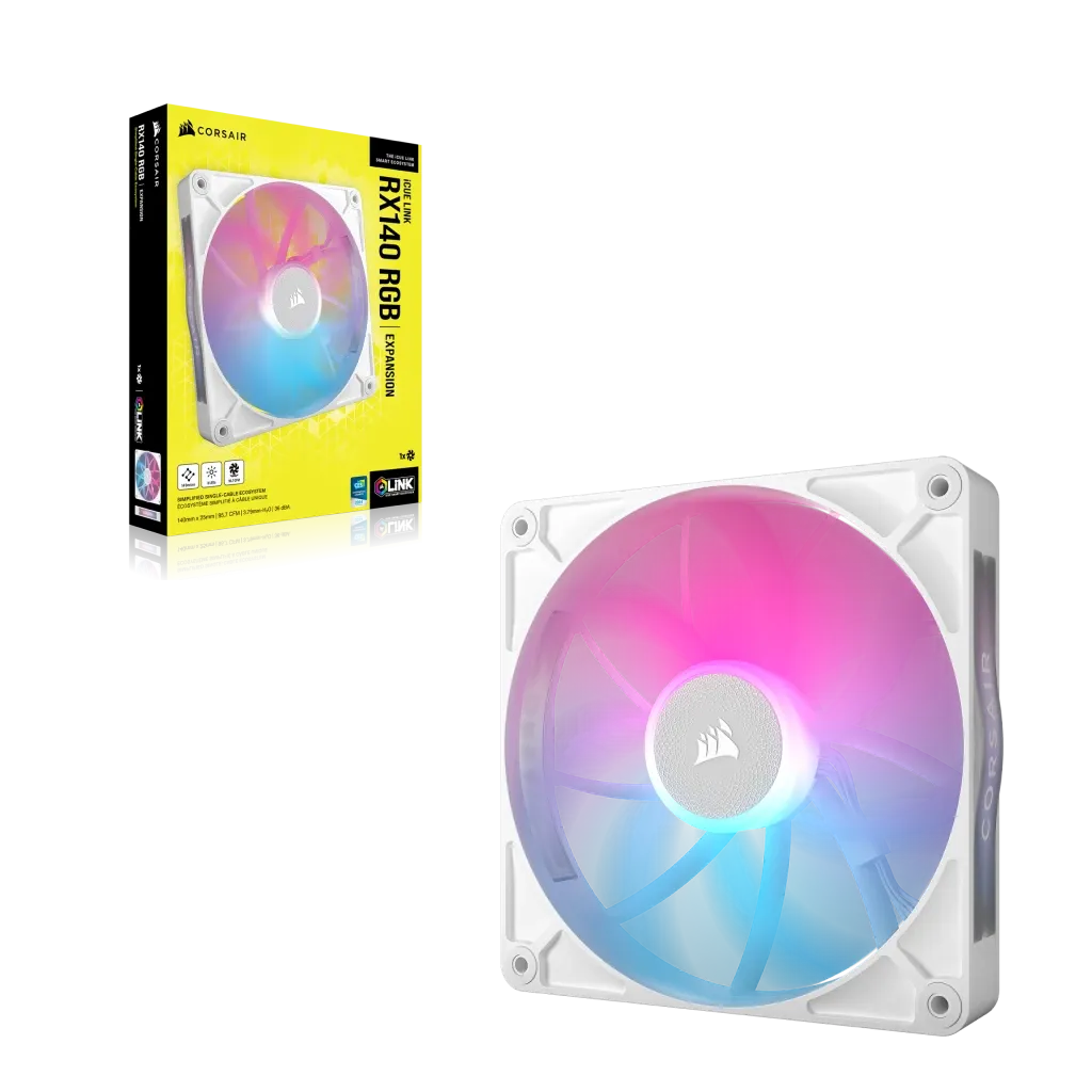 Corsair RX Series; iCUE LINK RX140; 140mm Fan; Single Pack - White.
