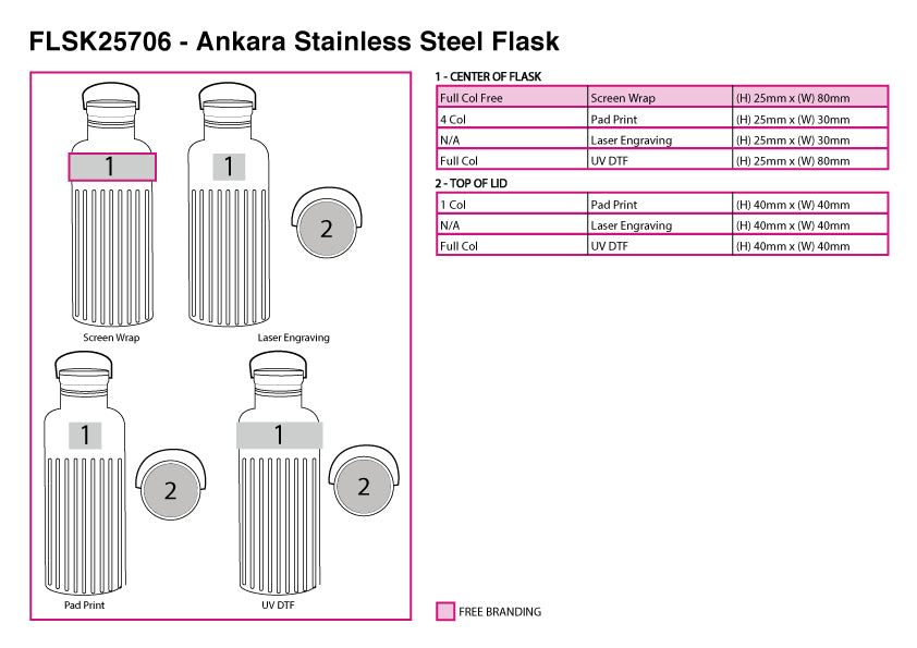 Ankara Stainless Steel Flask - branding