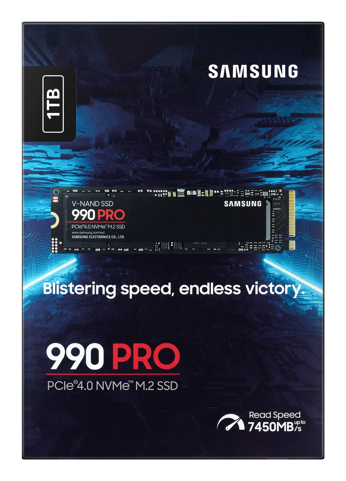 SAMSUNG MZ-V9P1T0BW 990 PRO 1 TB NVMe SSD - Read Speed up to 7450 MB/s; Write Speed to up 6900 MB/s; Random Read up to 1200000 I