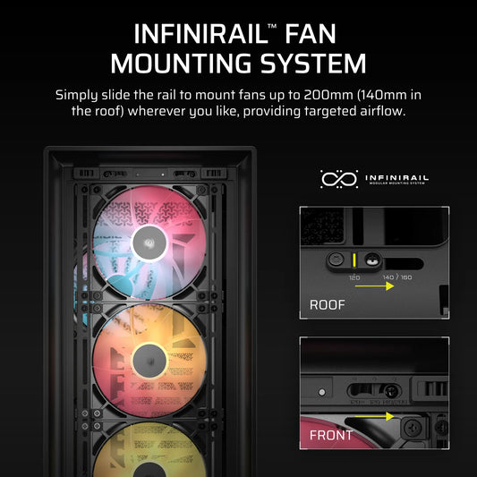 FRAME 5000D RS ARGB Mid-Tower PC Case; 4x RS140 ARGB Fans; 2x 2.5'' ; 1x 3.5'' ; Black.