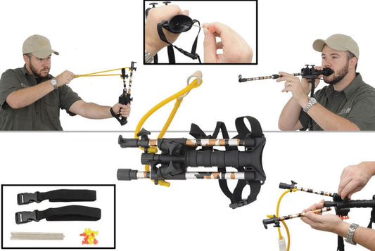 Combat Ready CBR01B Blow Dart Slingshot Combo 2 in 1 Blowgun Slingshot Kit Black