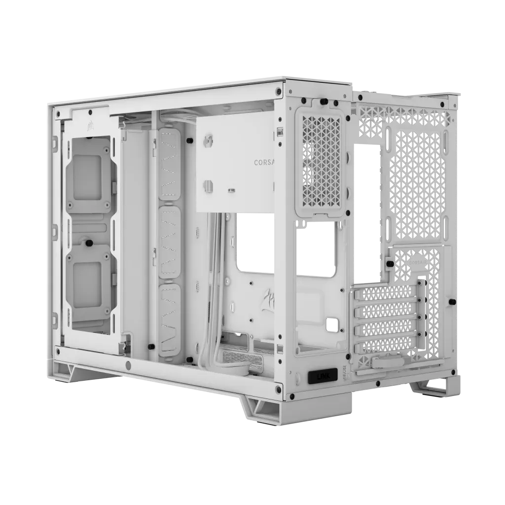 2500D Airflow White Mid-Tower Dual Chamber PC Case; 2x 3.5'' |  2x 2.5'' Drive Bays; Up to 360mm Radiator compatible