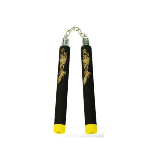 B.B Foam Chaku w/Dragon Black/Yellow 12" - E116B