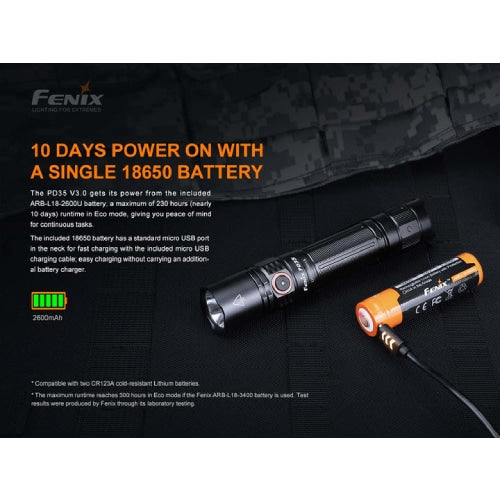FENIX PD35 V3.0 Flashlight Black - 1700 Lumens