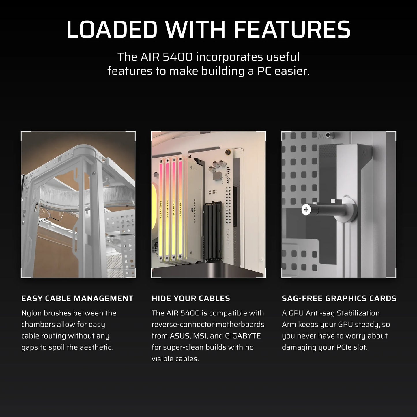 AIR 5400 LX-R RGB iCUE LINK Triple Chamber Mid-Tower PC Case ;3x Fans included;2x 2.5'' ; 1x 3.5''; White