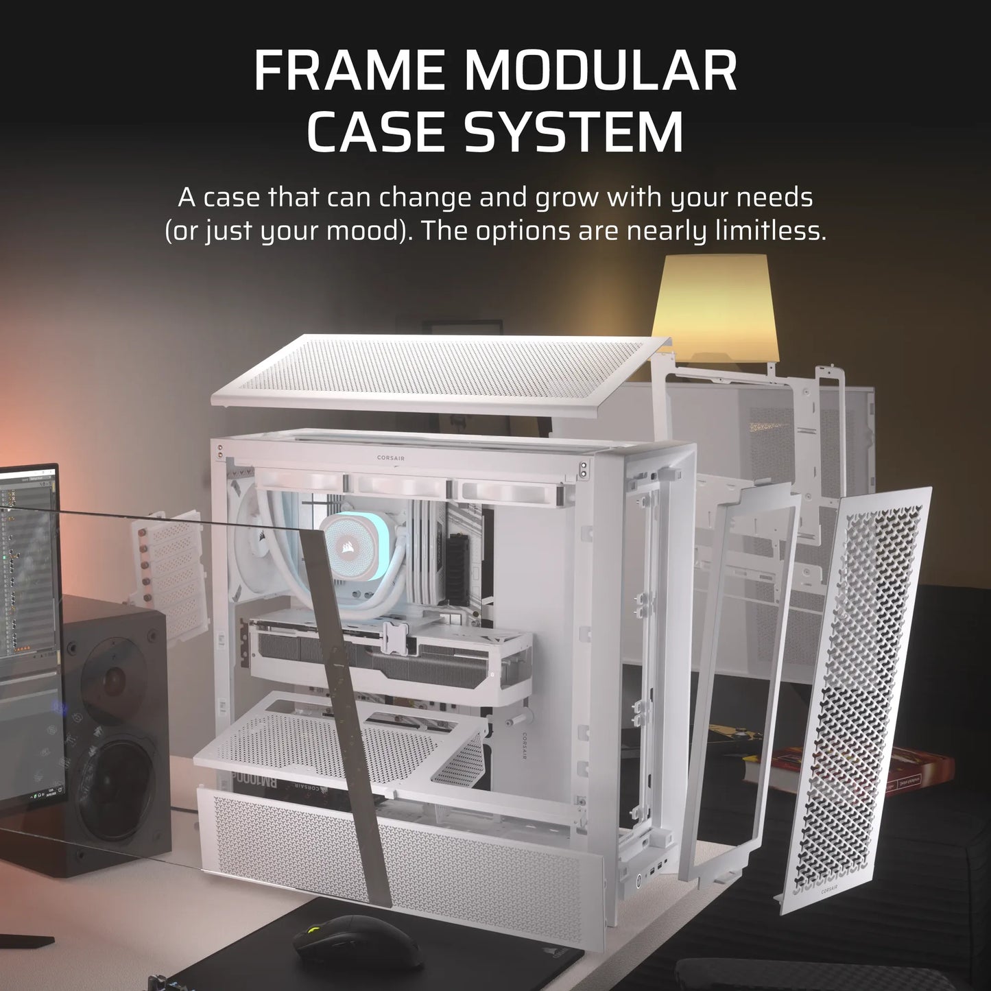 FRAME 4000D White Mid-Tower PC Case; 2x 3.5'' |  2x 2.5'' Drive Bays; Up to 360mm Radiator compatible; No Fans