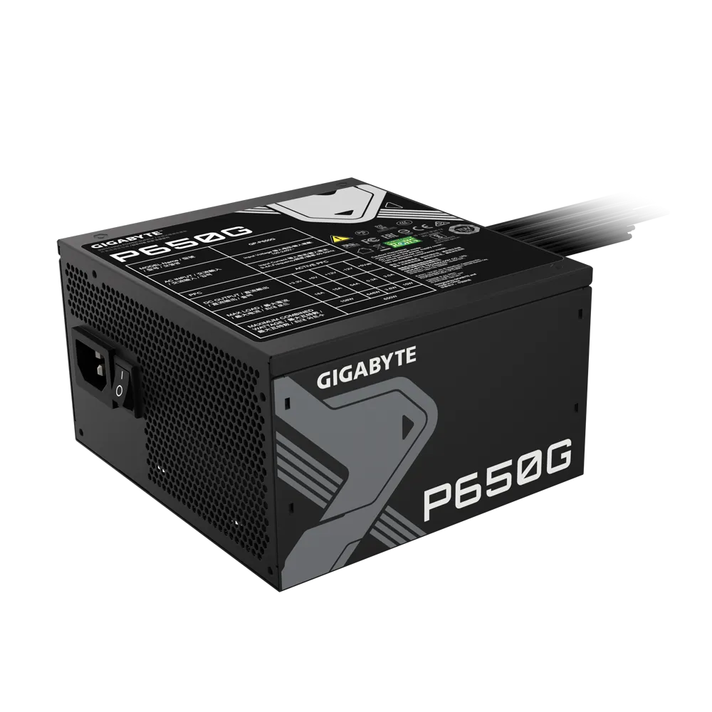 Gigabyte PSU P650B Gold Certified 650W - 3 Year Warranty; 24/20-pin x 1; CPU 4+4-pin x 1; PCI-E 6+2-pin x 2; SATA x 6; Peri x3
