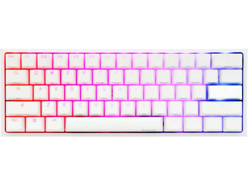 Ducky Keyboard One 2 Pro 60% Mechanical Keyboard; RGB; PBT Double Shot Keycaps - White- Cherry Red .
