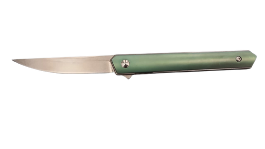 FAS7-23 Pocket Knife Folding Thin Green Handle, Silver Screws