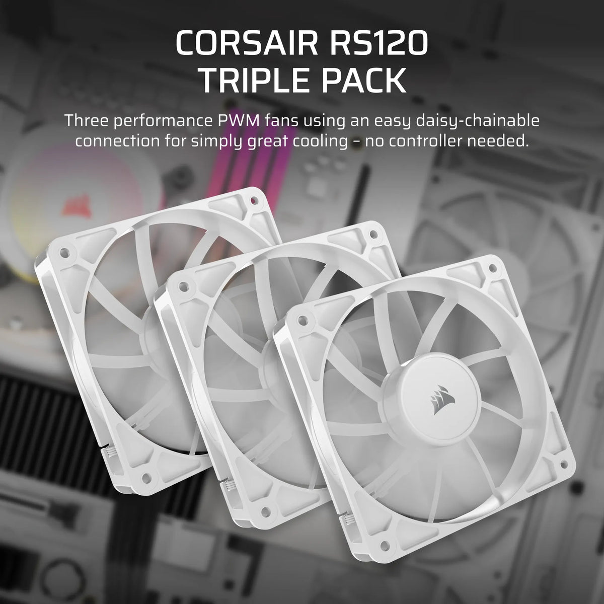 Corsair RS120 120mm PWM Fans Triple Pack – White