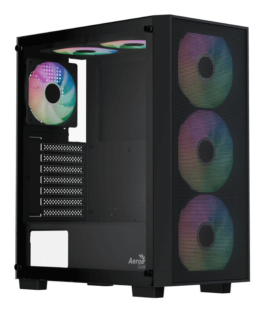 Aerocool B509A Black Mid tower case - Includes 120mm ARGB Fan x 6 - ATX - 5x 2.5'' or 3x3.5'' - 360mm Radiator.