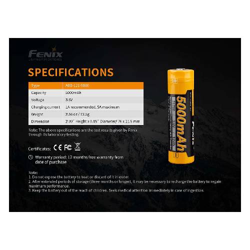 Fenix ARB-L21-5000 (5000mAh 21700 Battery)