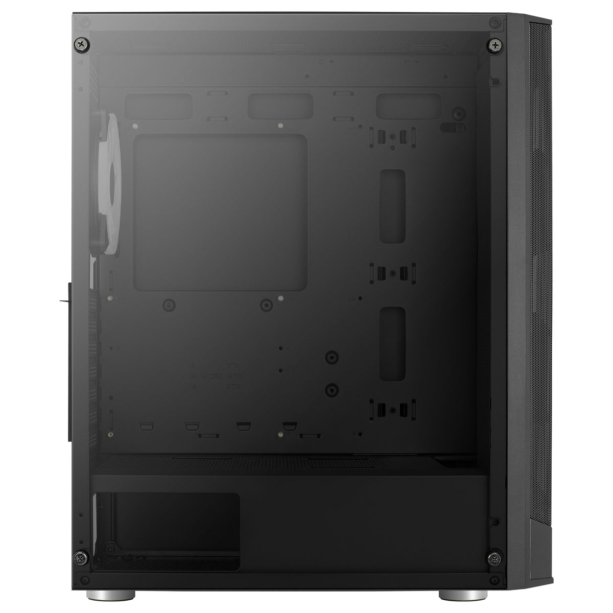 Aerocool Prism ARGB Black Mid tower case - 120mm ARGB Fan x 4; 6-port ARGB control hub - ATX - 2x 2.5'' or 2x3.5'' - 360 Radiato