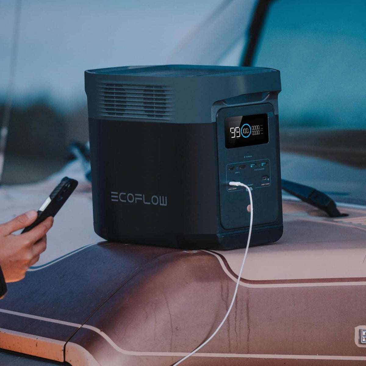 ECOFLOW Delta 2 Lithium (LiFePo) Portable Power Station - 1800W Output; 1024Wh LFP Battery; 500W Solar charger - SA socket.