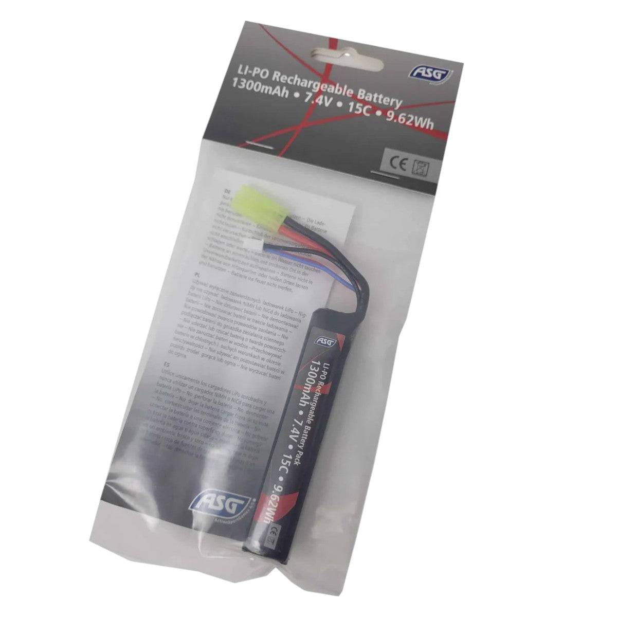 Stock Tube Battery LiPo 7.4V 1300mAh 15C (19013)