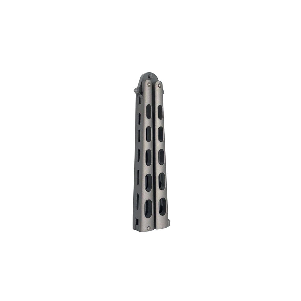 Butterfly knife silver skeletonized handle -7128p