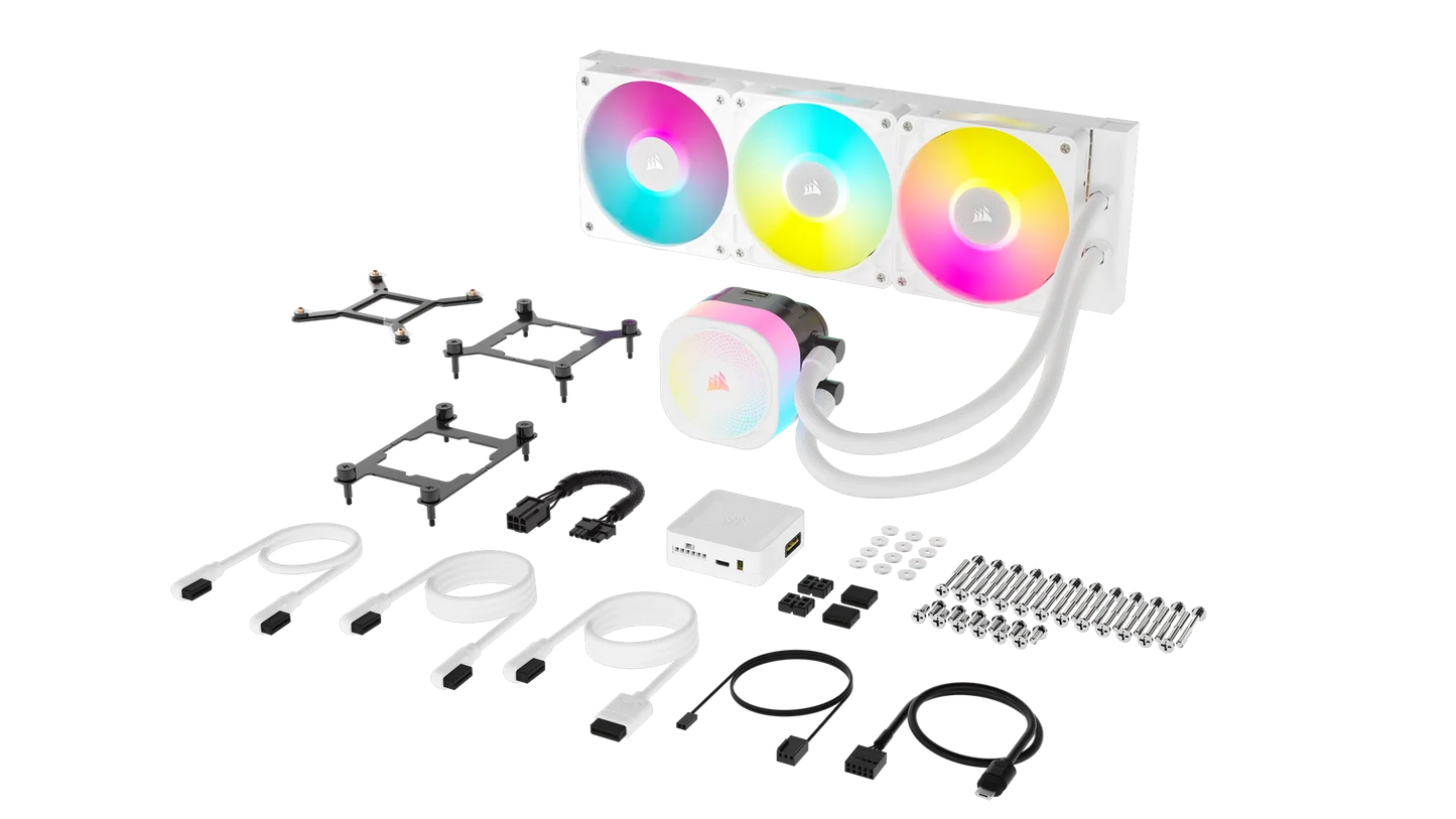 Corsair iCUE LINK TITAN 360 RX RGB Liquid CPU Cooler - White _ RX120 RGB Fans _ Fits Intel LGA 1851/1700; AMD® AM5/AM4.