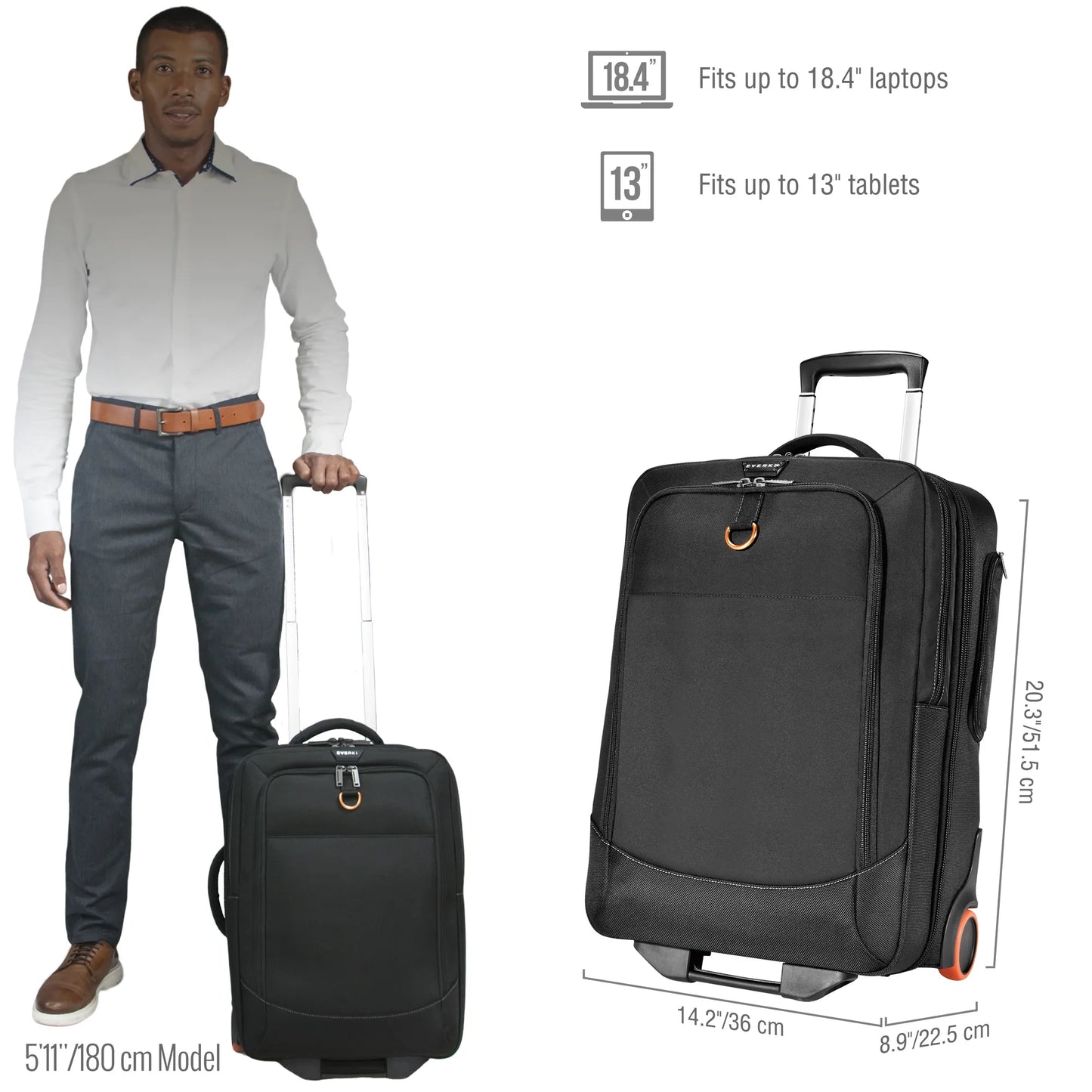 EVERKI EKB420 WHEELED 420 15”- 18.4'' LAPTOP TROLLEY BAG