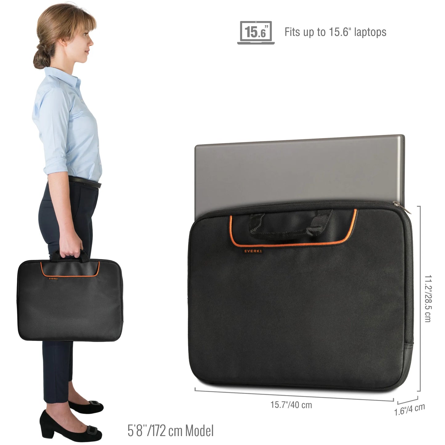 EVERKI EKF808S15B 808-15 15.6” LAPTOP SLEEVE WITH MEMORY FOAM