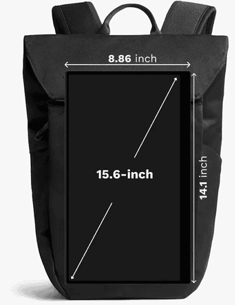 High-tech black backpack with 15.6-inch display for AV equipment and accessories.
