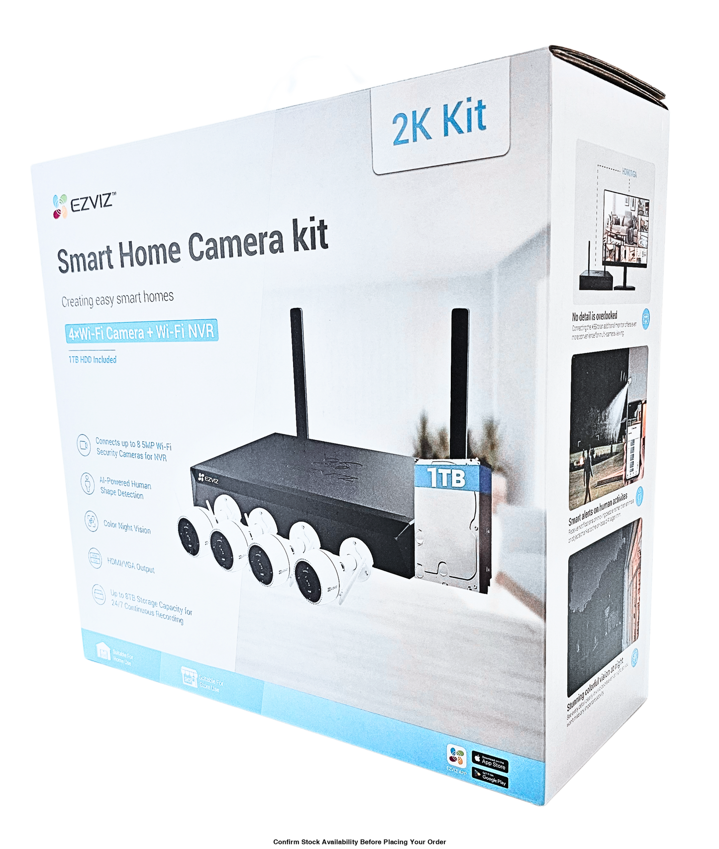 EZVIZ Smart Home 8ch NVR/ 4 Camera 2K Kit (1TB HDD Included)