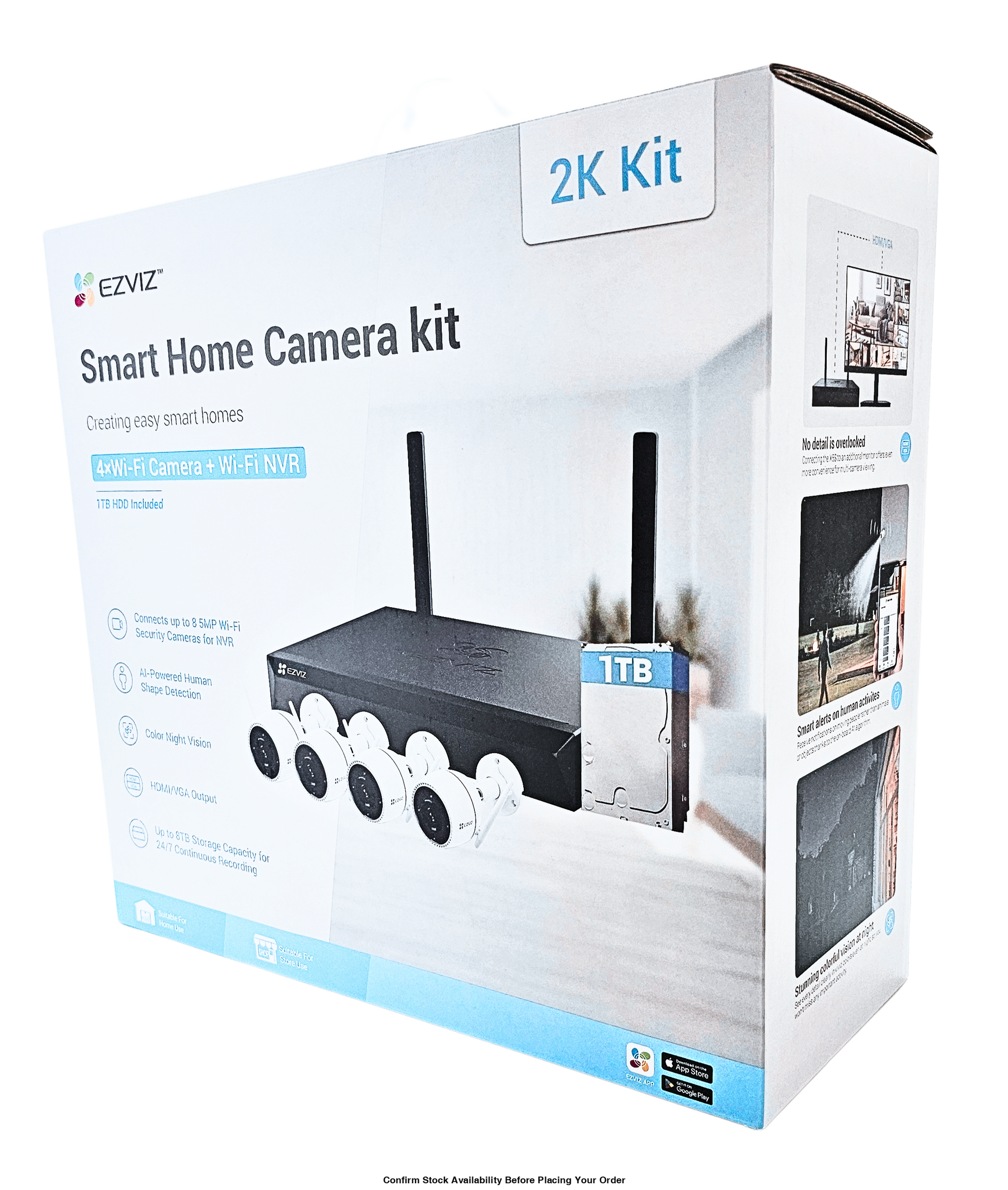 EZVIZ Smart Home 8ch NVR/ 4 Camera 2K Kit (1TB HDD Included)