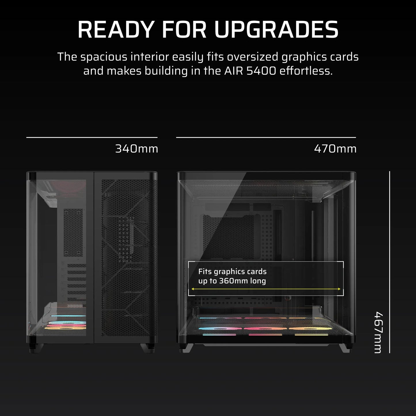 AIR 5400 LX-R RGB iCUE LINK Triple Chamber Mid-Tower PC Case ;3x Fans included;2x 2.5'' ; 1x 3.5'';  Black