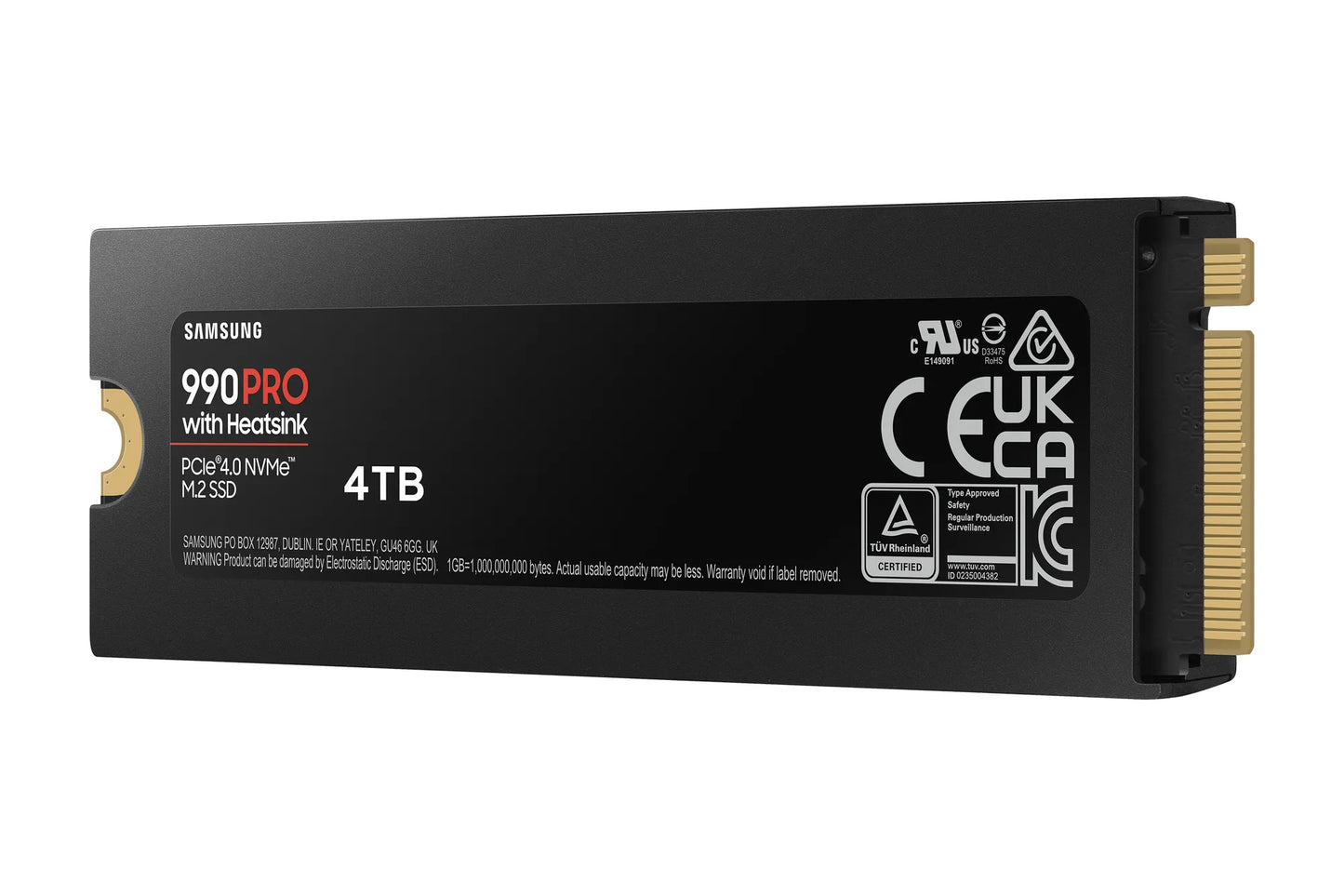 SAMSUNG 990 PRO 4 TB NVME SSD W/HEATSINK - READ SPEED UP TO 7450 MB/S, WRITE SPEED TO UP 6900 MB/S, RANDOM READ UP TO 1400000 IOPS, RANDOM WRITE UP TO 1550000 IOPS, PCIE 4.0 X4, NVME 2.0, V-NAND 3BIT MLC; IN-HOUSE CONTROLLER, 2GB LOW POWER DDR4, 2400TBW 5 - Guards On Duty Shop & Security Guards