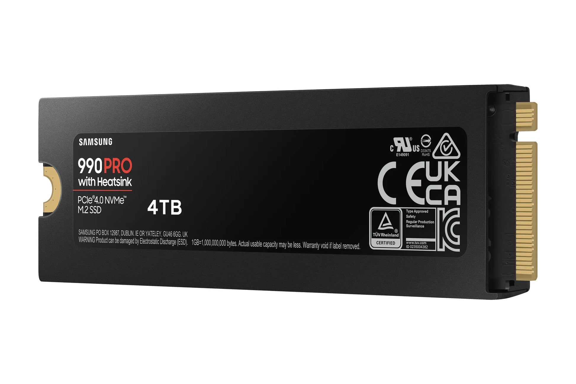 SAMSUNG 990 PRO 4 TB NVME SSD W/HEATSINK - READ SPEED UP TO 7450 MB/S, WRITE SPEED TO UP 6900 MB/S, RANDOM READ UP TO 1400000 IOPS, RANDOM WRITE UP TO 1550000 IOPS, PCIE 4.0 X4, NVME 2.0, V-NAND 3BIT MLC; IN-HOUSE CONTROLLER, 2GB LOW POWER DDR4, 2400TBW 5 - Guards On Duty Shop & Security Guards