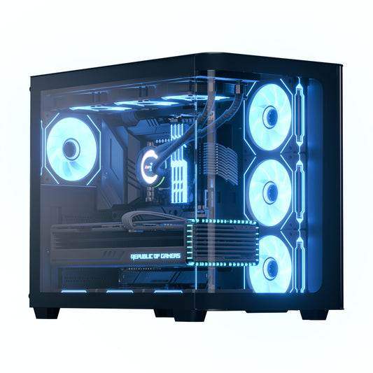 Aerocool P500C Black Mid tower case - Includes 120mm ARGB Fan x 4 and 4-port ARGB control hub - ATX - 3x 2.5'' or 2x3.5'' - 360m