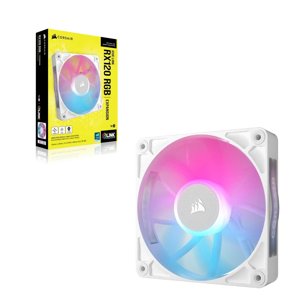 Corsair RX RGB Series; iCUE LINK RX120 RGB White; 120mm Fan; Single Pack