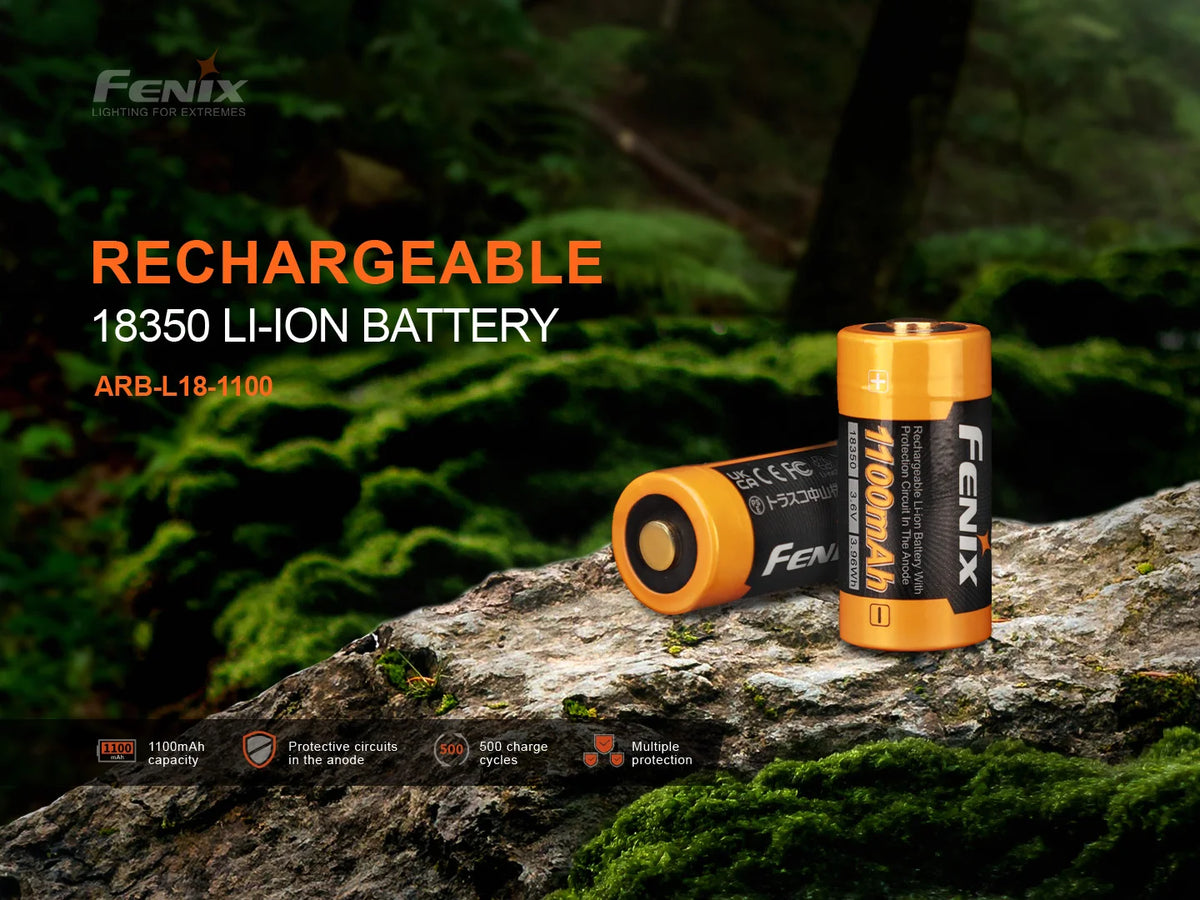 Fenix ARB-L18-1100 Rechargeable 18350 Li-ion Battery – 1100mAh
