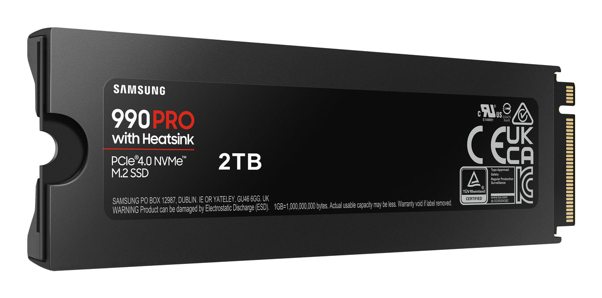 SAMSUNG MZ-V9P2T0CW 990 PRO 2 TB NVMe SSD W/Heatsink - Read Speed up to 7450 MB/s; Write Speed to up 6900 MB/s; Random Read up t