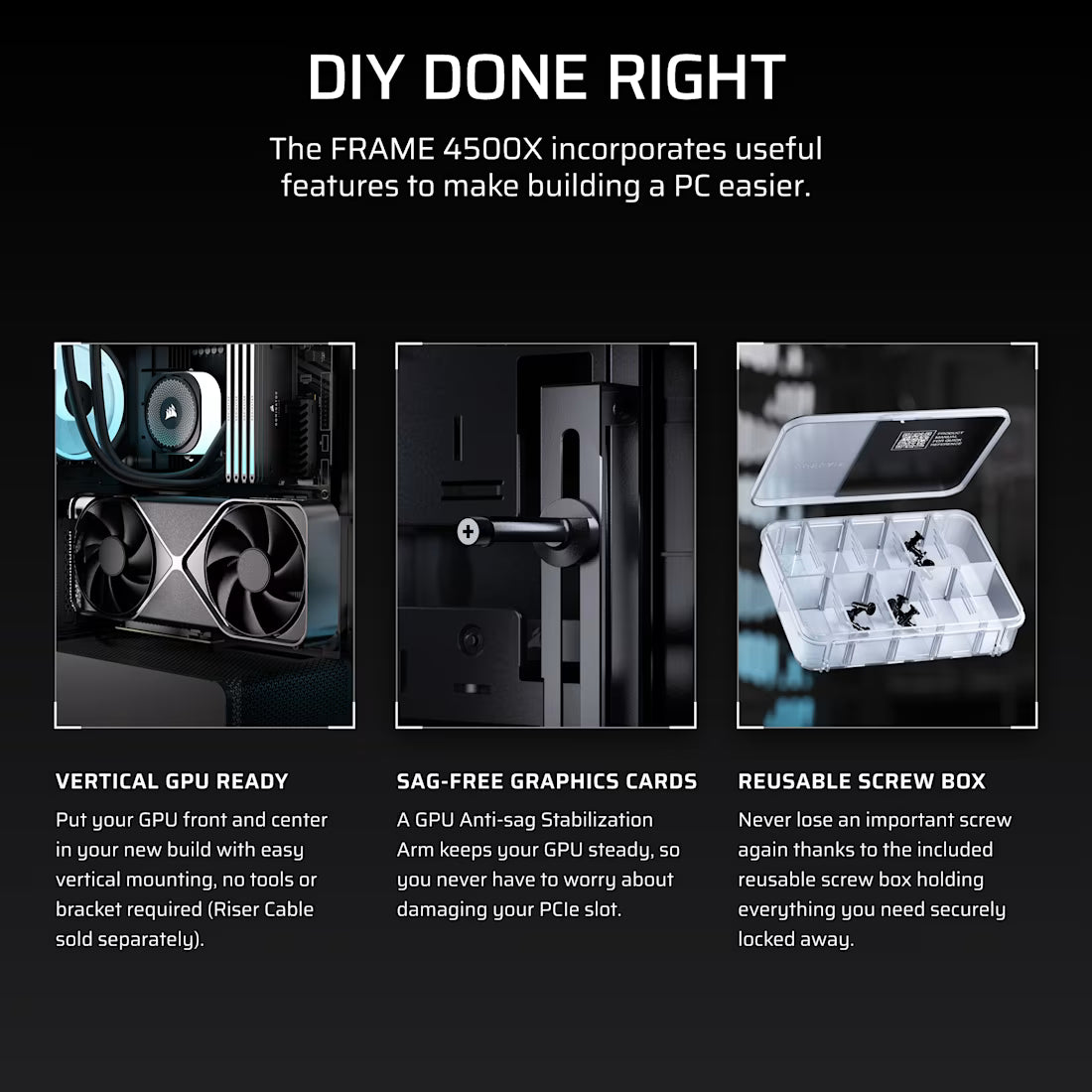 FRAME 4500X LX-R RGB LINK Panoramic Glass Mid-Tower PC Case; 3x RGB Fans Inclided; 4x 2.5'' ; 2x 3.5''; Black