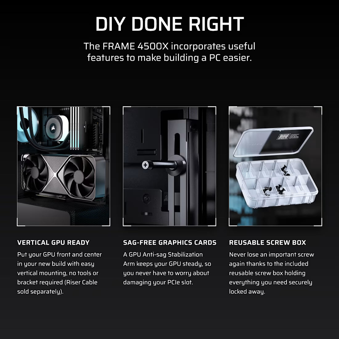FRAME 4500X RS-R ARGB Panoramic Glass Mid-Tower PC Case;includes 3x RS120-R ARGB Fans ; 4x 2.5'' ; 2x 3.5''  Black