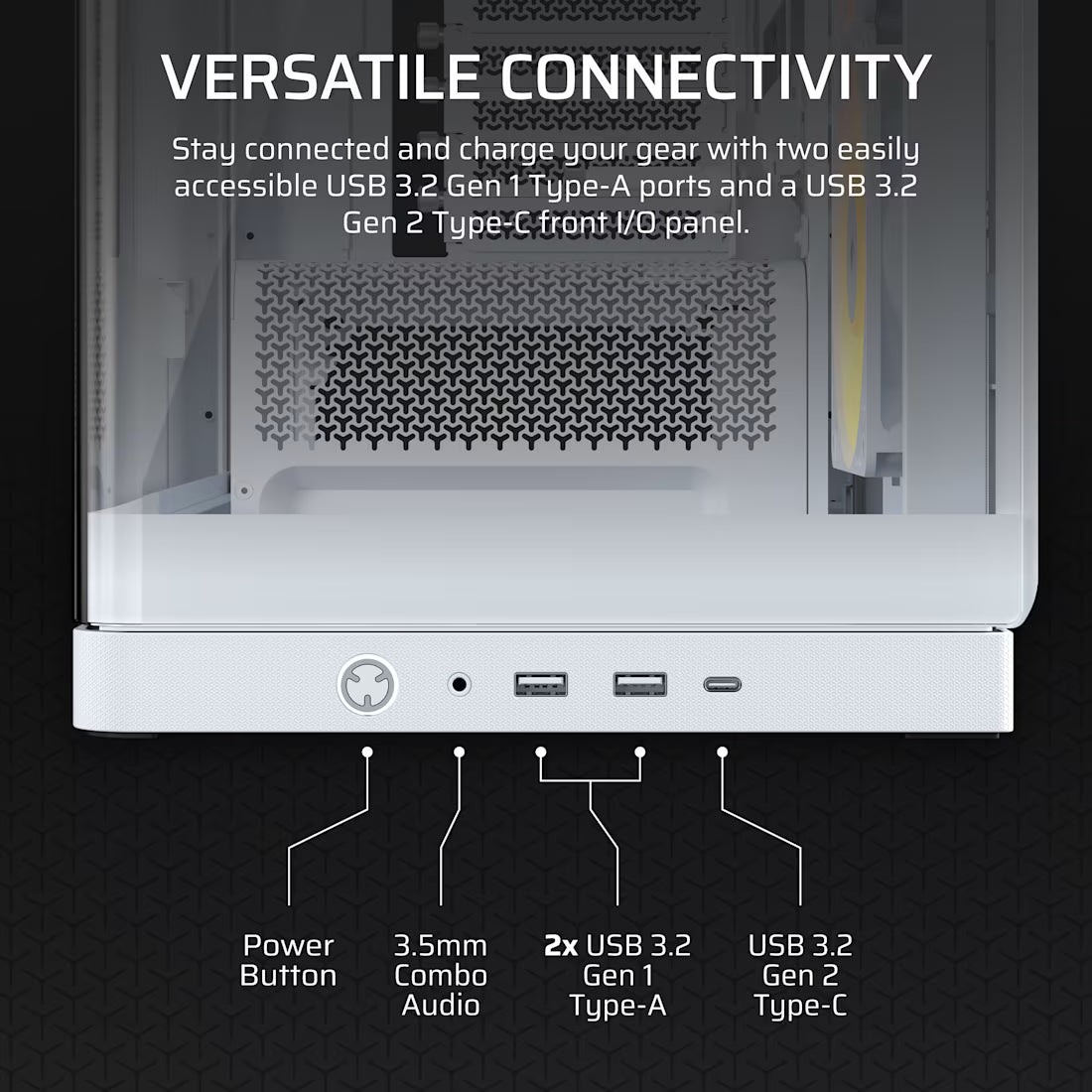 FRAME 4500X RS-R ARGB Panoramic Glass Mid-Tower PC Case;includes 3x RS120-R ARGB Fans ; 4x 2.5'' ; 2x 3.5'' ; White