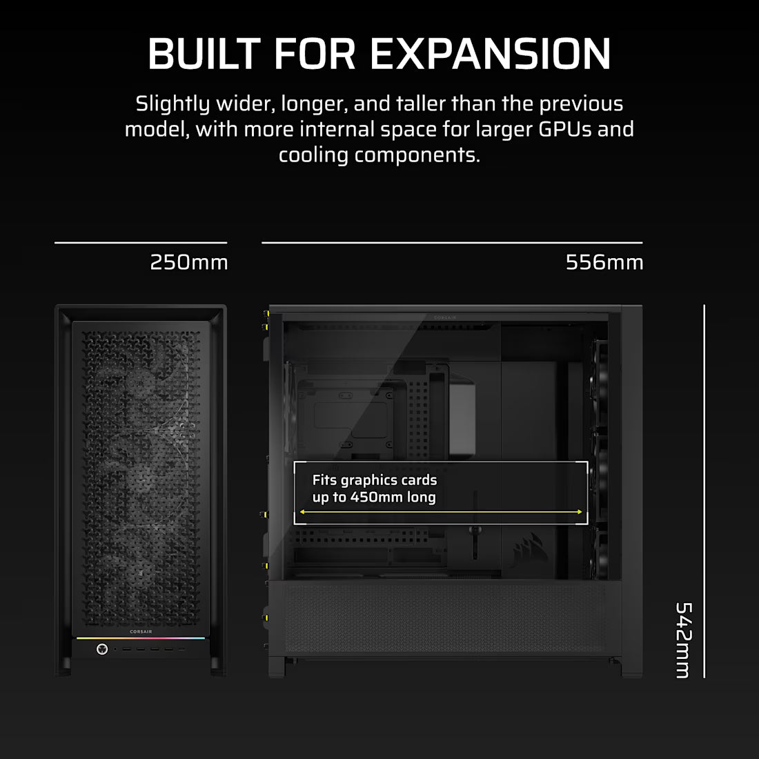 FRAME 5000D RS Mid-Tower PC Case; 4x RS 140 PWM Fans; 2x 2.5'' ; 1x 3.5''; Black.