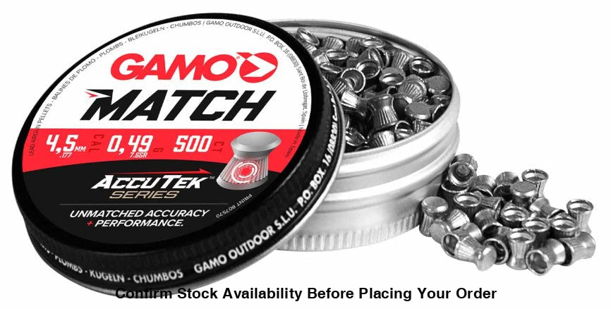 GAMO PELLETS MATCH 4.5 ACCUTEK(500) Bulk Buy X 10 Tins - Guards On Duty Shop