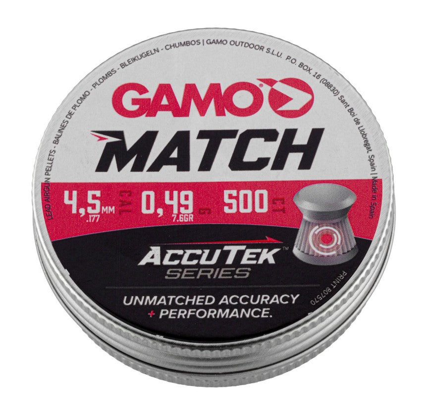 GAMO PELLETS MATCH 4.5 ACCUTEK(500) Bulk Buy X 10 Tins - Guards On Duty Shop