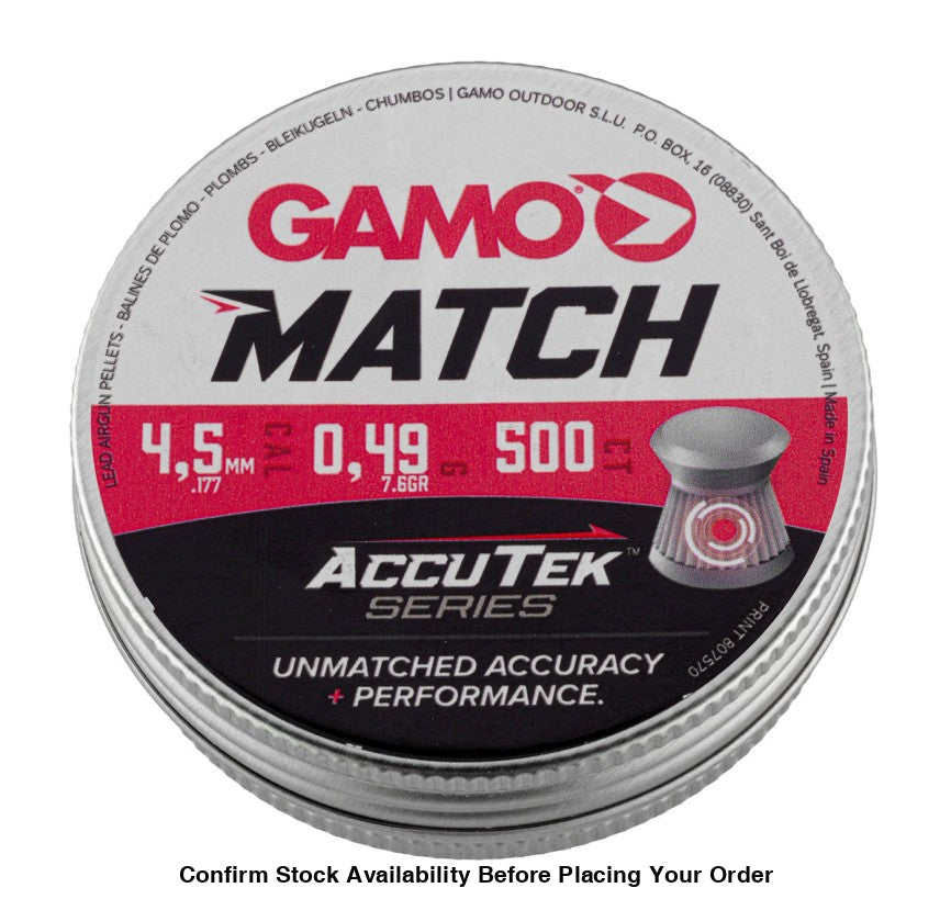 GAMO PELLETS MATCH 4.5 ACCUTEK(500) Bulk Buy X 10 Tins - Guards On Duty Shop