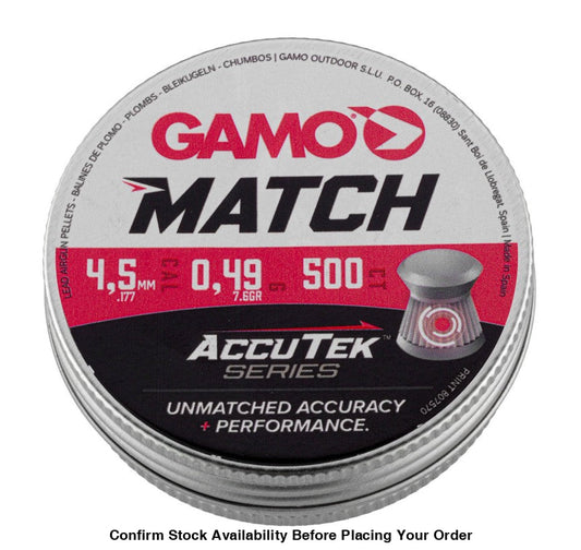GAMO PELLETS MATCH 4.5 ACCUTEK(500) Bulk Buy X 10 Tins - Guards On Duty Shop