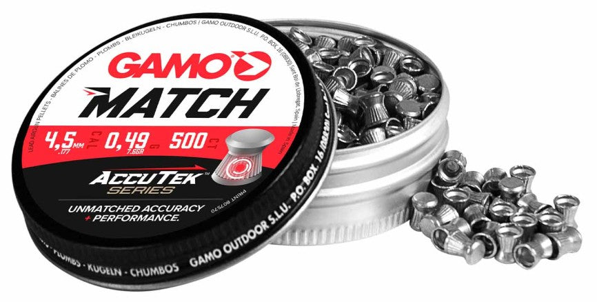 GAMO PELLETS MATCH 4.5 ACCUTEK(500) Bulk Buy X 10 Tins - Guards On Duty Shop