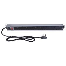 Generic 10 Way Aluminium PDU, 10 x 16A Plugs - 2m Power Cable 2.5mm