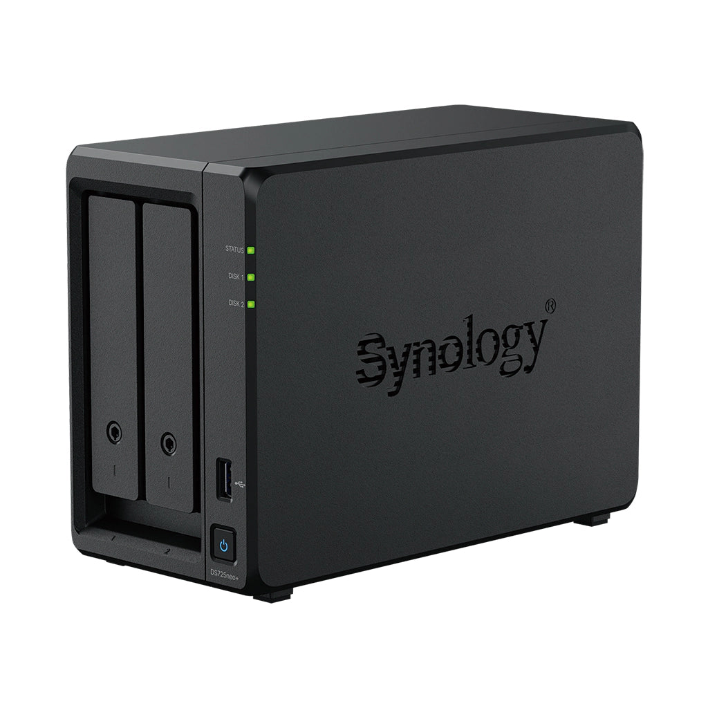 Synology DS725neo+ 2 Bay NAS AMD Ryzen R1600 2C CPU 4 GB NON-ECC RAM 1 x RJ-45 1GbE 1 x RJ-45 2.5GbE