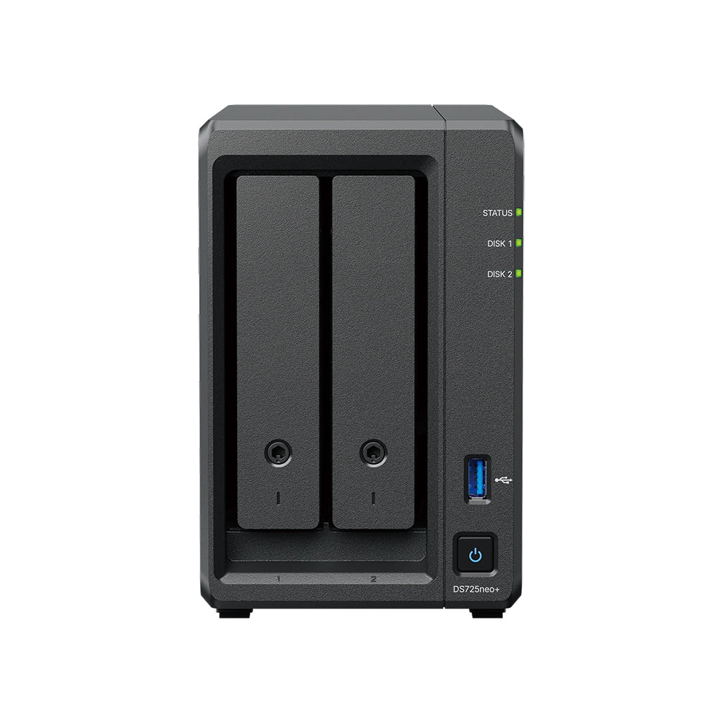 Synology DS725neo+ 2 Bay NAS AMD Ryzen R1600 2C CPU 4 GB NON-ECC RAM 1 x RJ-45 1GbE 1 x RJ-45 2.5GbE