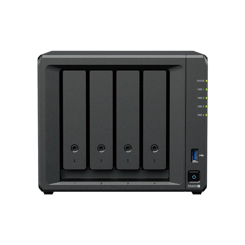 Synology DiskStation DS425+ 4 Bay - Intel Celeron J4125 4C CPU 2 GB soldered DDR4 non-ECC (1 memory slot upgradeable to 6GB)