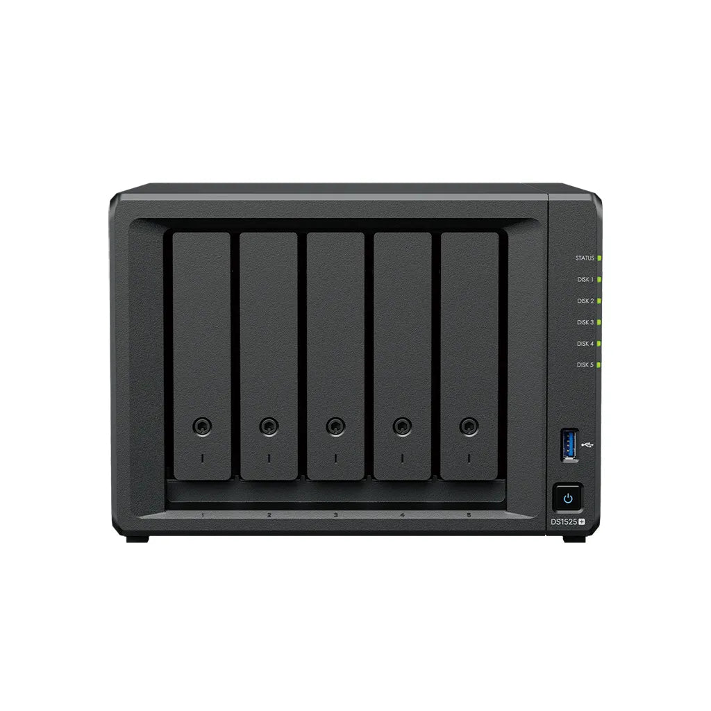 Synology DS1525+ 5 Bay NAS (Espandable to 15 bay) AMD Ryzen V1500B 4C CPU 8 GB DDR4 ECC SODIMM (2 DIMM Slots)