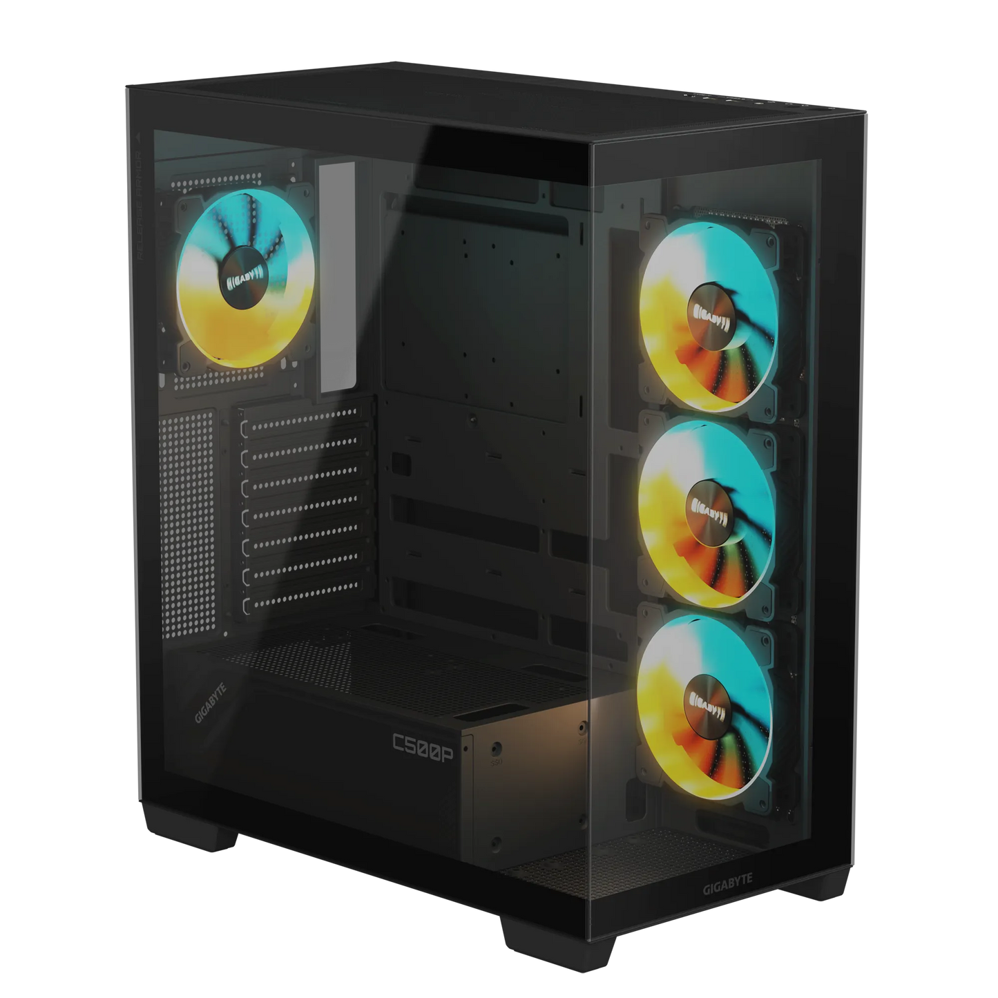 Gigabyte C500 Panoramic Stealth ATX Chassis; 1x 3.5'' | 2x 2.5'' Drive Bays; 360mm Radiator compatible; 4x 120mm ARGB fan incl;